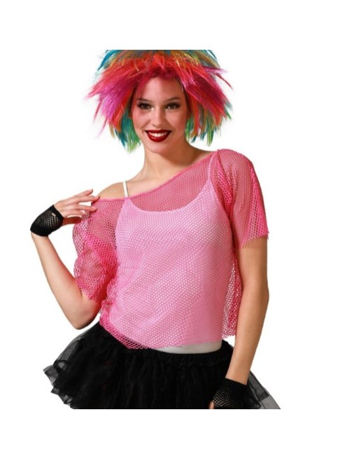 Maglia a Maniche Corte Donna Griglia Rosa