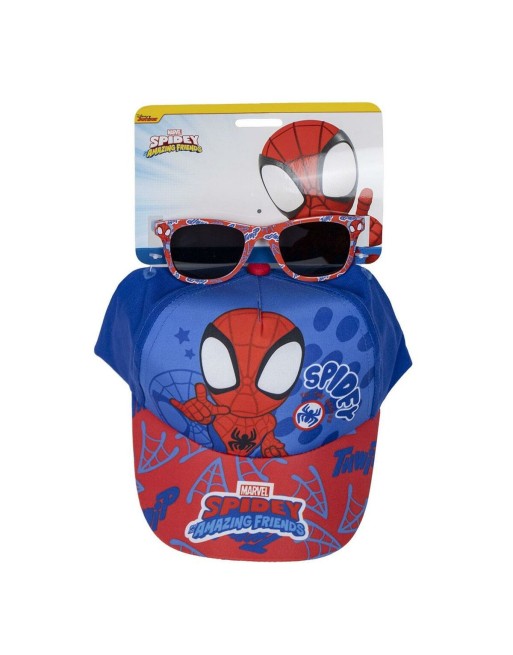 Ensemble casquette et lunettes de soleil Spidey Bleu (51 cm) 2 Pièces Rouge