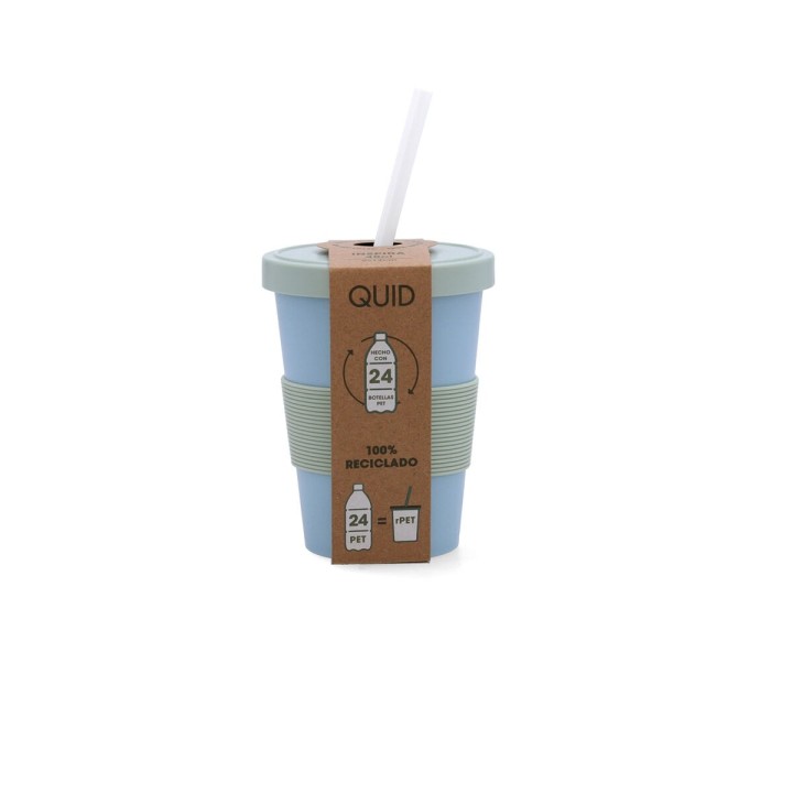 Bicchiere con Cannuccia Quid Inspira Con coperchio 480 ml Azzurro Plastica (12 Unità)