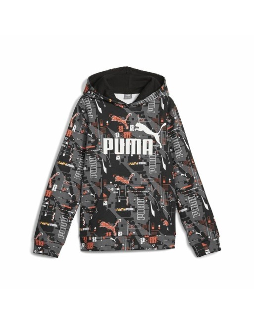 Felpa con Cappuccio Bambino Puma  Ess+ Futureverse Aop Nero