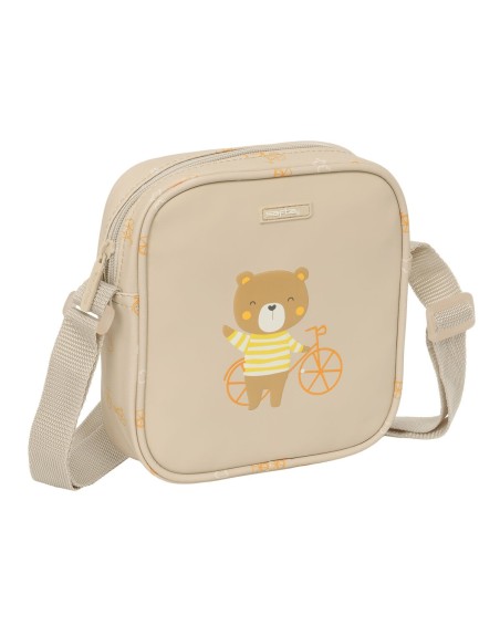 Borsa a Tracolla Safta Orso Beige 16 x 18 x 4 cm