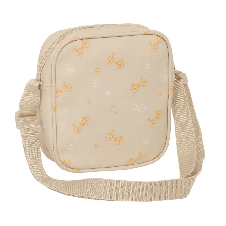 Skuldertaske Safta Bjørn Beige 16 x 18 x 4 cm