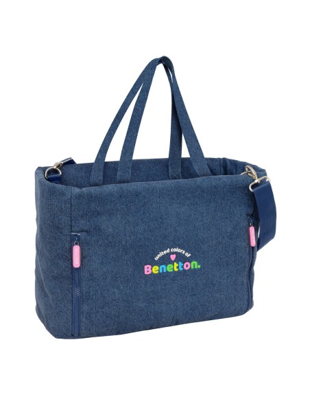Borsa Benetton Denim Azzurro 40 x 31 x 17 cm