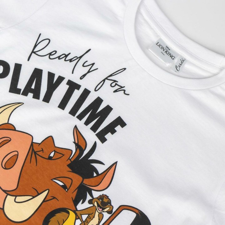 Maglia a Maniche Corte per Bambini The Lion King Bianco