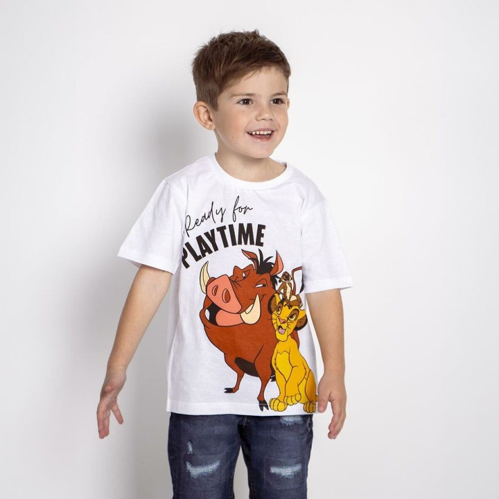 Maglia a Maniche Corte per Bambini The Lion King Bianco