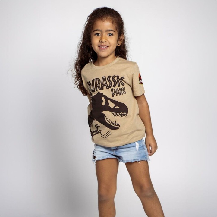 Maglia a Maniche Corte per Bambini Jurassic Park Marrone