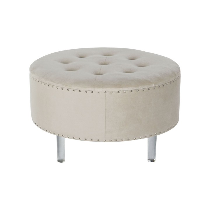 Stol DKD Home Decor Beige Sølvfarvet Polyester Træ MDF 80 x 80 x 43 cm