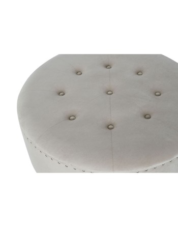 Stol DKD Home Decor Beige Sølvfarvet Polyester Træ MDF 80 x 80 x 43 cm