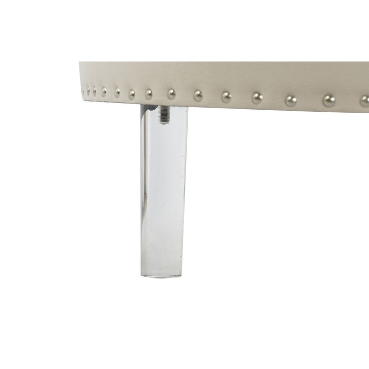 Stol DKD Home Decor Beige Sølvfarvet Polyester Træ MDF 80 x 80 x 43 cm