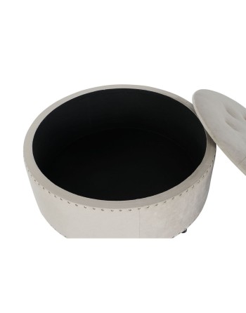 Stol DKD Home Decor Beige Sølvfarvet Polyester Træ MDF 80 x 80 x 43 cm