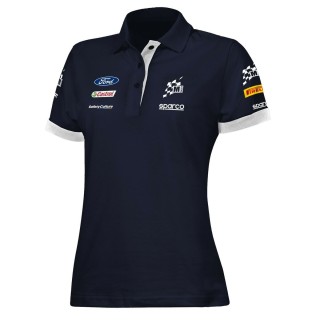 Kortærmet Polotrøje Sparco S013007MSBM2M Marineblå Dame M