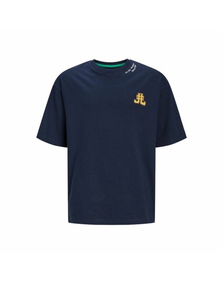 Child's Short Sleeve T-Shirt Jack & Jones Jorcole Back Print Navy Blue