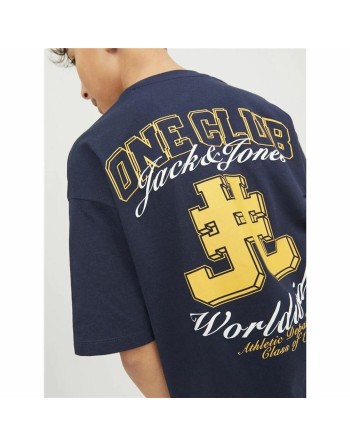 Child's Short Sleeve T-Shirt Jack & Jones Jorcole Back Print Navy Blue