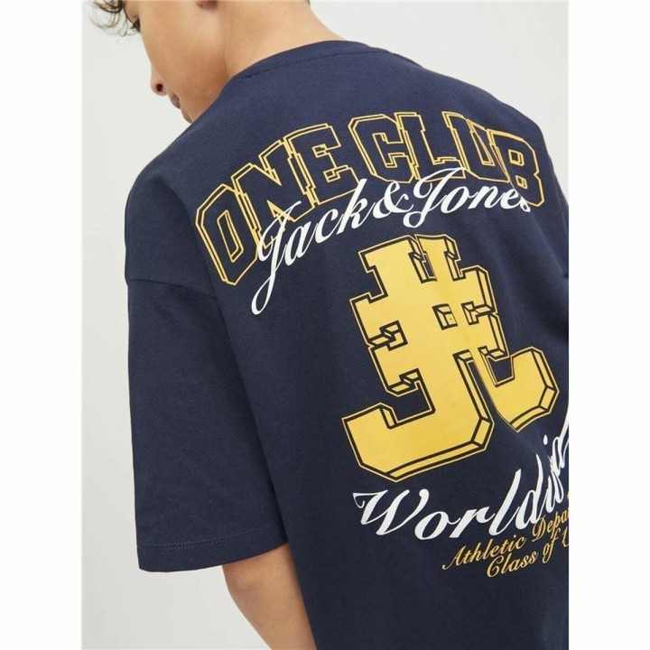 Maglia a Maniche Corte per Bambini Jack & Jones Jorcole Back Print Blu Marino