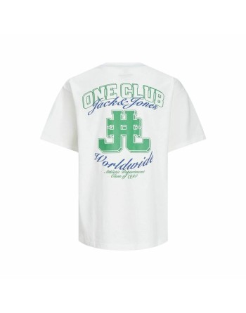 Child's Short Sleeve T-Shirt Jack & Jones Jorcole Back Print White Green