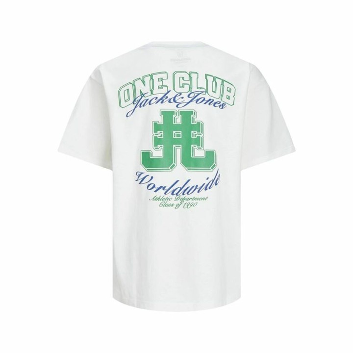 Maglia a Maniche Corte per Bambini Jack & Jones Jorcole Back Print Bianco Verde