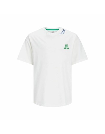 Child's Short Sleeve T-Shirt Jack & Jones Jorcole Back Print White Green
