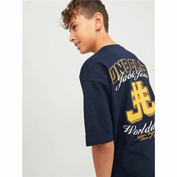 Maglia a Maniche Corte per Bambini Jack & Jones Jorcole Back Print Blu Marino