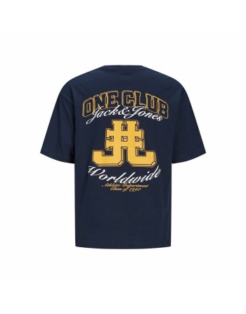 Maglia a Maniche Corte per Bambini Jack & Jones Jorcole Back Print Blu Marino