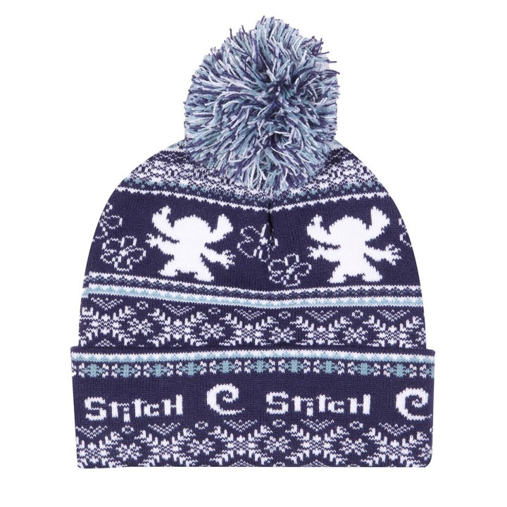Hat Stitch Fair Isle Pom Beanie Marineblå