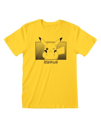 T-shirt à manches courtes unisex Pokémon Pikachu Katakana Jaune