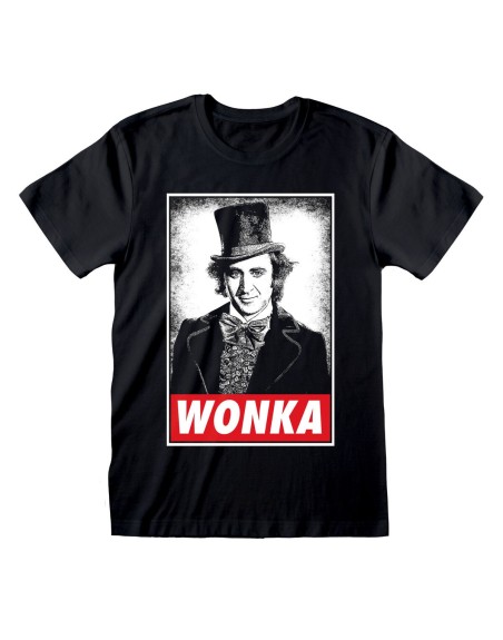 T-shirt à manches courtes unisex Willy Wonka Wonka Noir