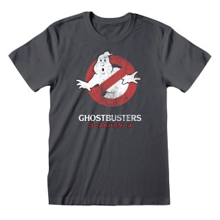 Unisex Kortærmet T-shirt The Ghostbusters Japanese Text Mørkegrå
