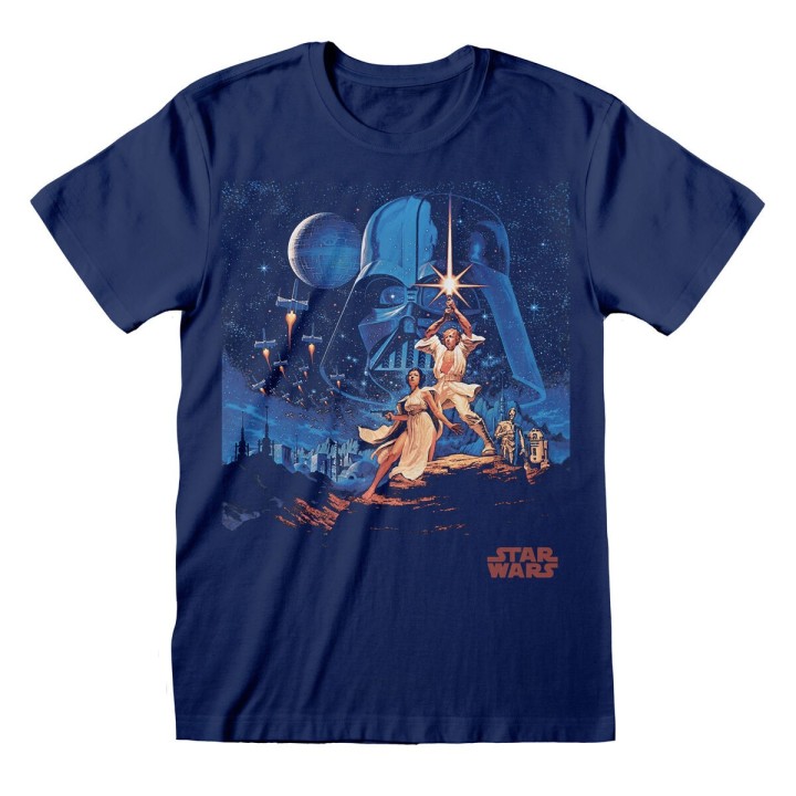 Unisex Kortærmet T-shirt Star Wars New Hope Vintage Sort