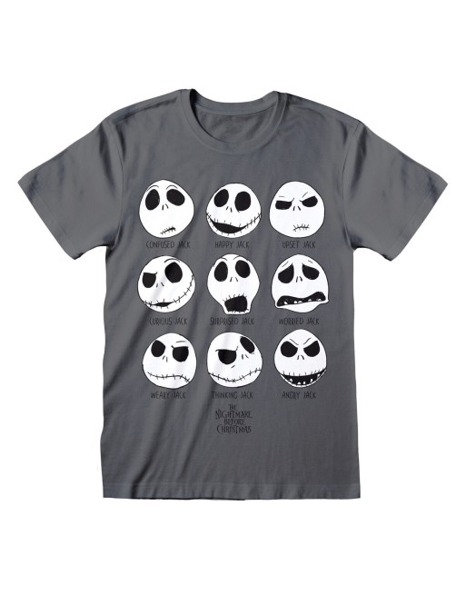 Unisex Kurzarm-T-Shirt The Nightmare Before Christmas Many Faces Dunkelgrau