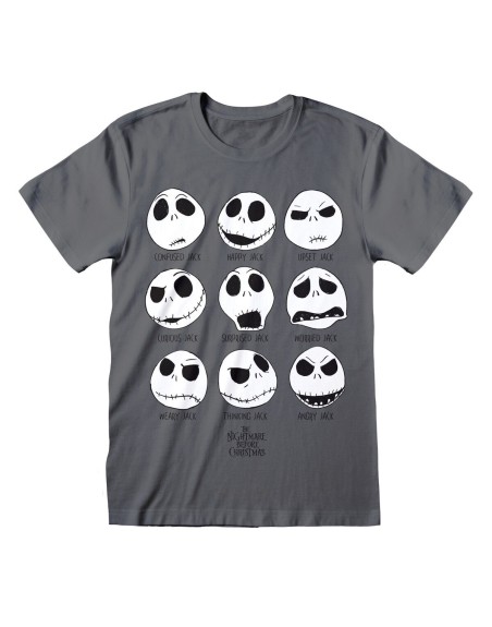 T-shirt à manches courtes unisex The Nightmare Before Christmas Many Faces Gris foncé