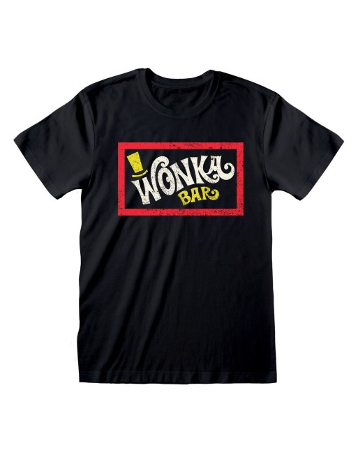Unisex Kortærmet T-shirt Willy Wonka Wonka Bar Sort