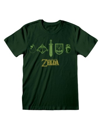 Maglia a Maniche Corte Unisex The Legend of Zelda Icons Verde scuro