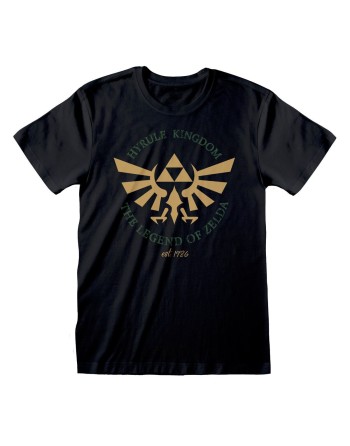 Maglia a Maniche Corte Unisex The Legend of Zelda Hyrule Kingdom Crest Nero