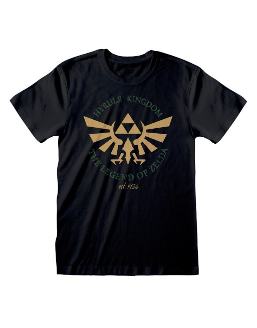 Unisex Kortærmet T-shirt The Legend of Zelda Hyrule Kingdom Crest Sort