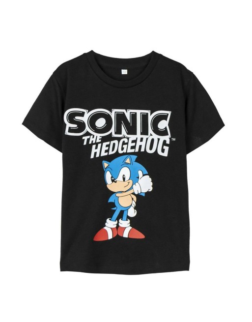 Camiseta de Manga Corta Infantil Sonic Negro