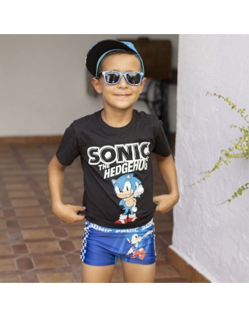 Camiseta de Manga Corta Infantil Sonic Negro