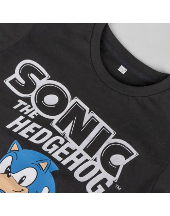 Camiseta de Manga Corta Infantil Sonic Negro