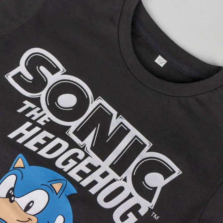 Børne Kortærmet T-shirt Sonic Sort