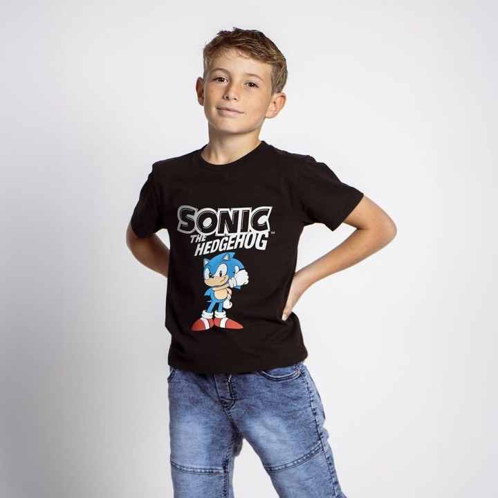 Børne Kortærmet T-shirt Sonic Sort