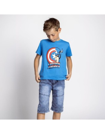 Maglia a Maniche Corte per Bambini The Avengers Azzurro