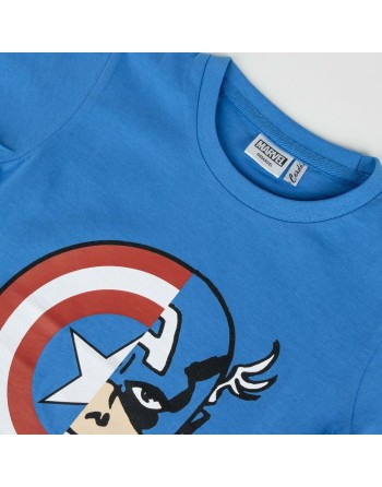 Maglia a Maniche Corte per Bambini The Avengers Azzurro