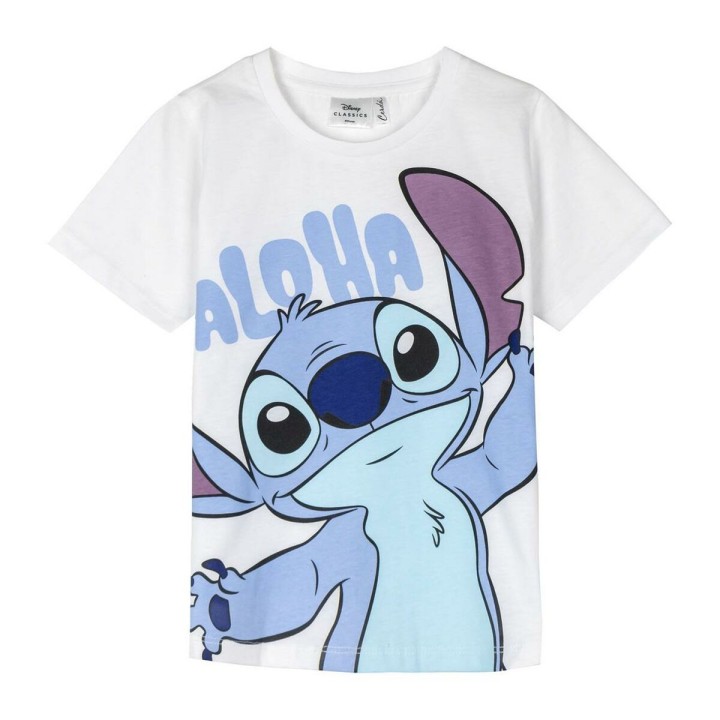 Børne Kortærmet T-shirt Stitch Hvid