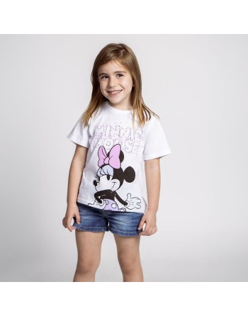 Maglia a Maniche Corte per Bambini Minnie Mouse Bianco