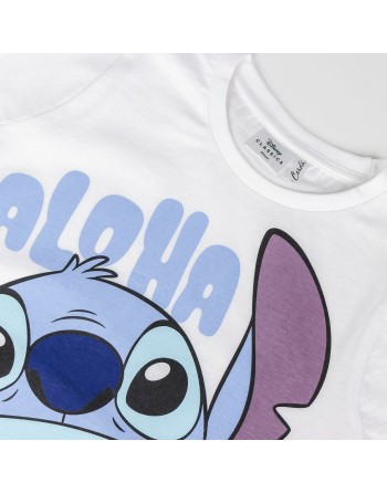 Maglia a Maniche Corte per Bambini Stitch Bianco