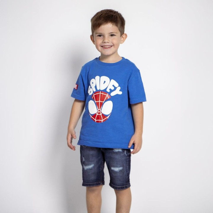 Maglia a Maniche Corte per Bambini Spidey Azzurro