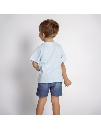 Camiseta de Manga Corta Infantil Stitch Azul claro