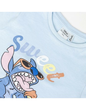 Maglia a Maniche Corte per Bambini Stitch Azzurro Chiaro