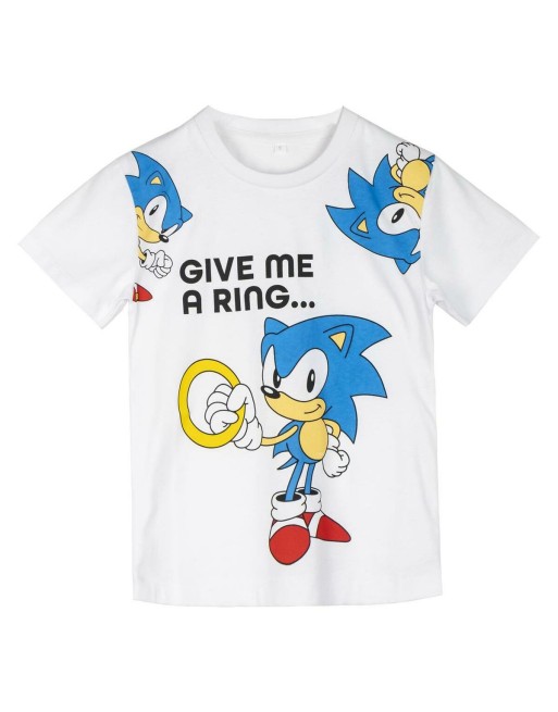 Maglia a Maniche Corte per Bambini Sonic Bianco