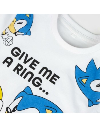 Maglia a Maniche Corte per Bambini Sonic Bianco
