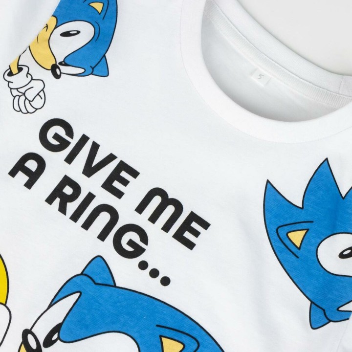 Maglia a Maniche Corte per Bambini Sonic Bianco